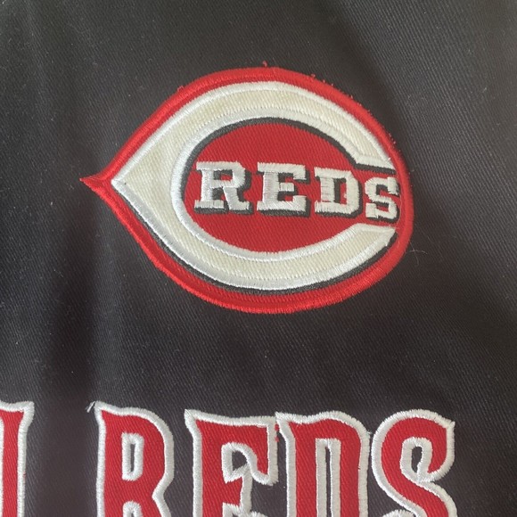 Vintage JH Design Cincinnati Reds  MLB Heavy Cotton Twill Jacket 3XL EUC BLACK - Picture 4 of 16